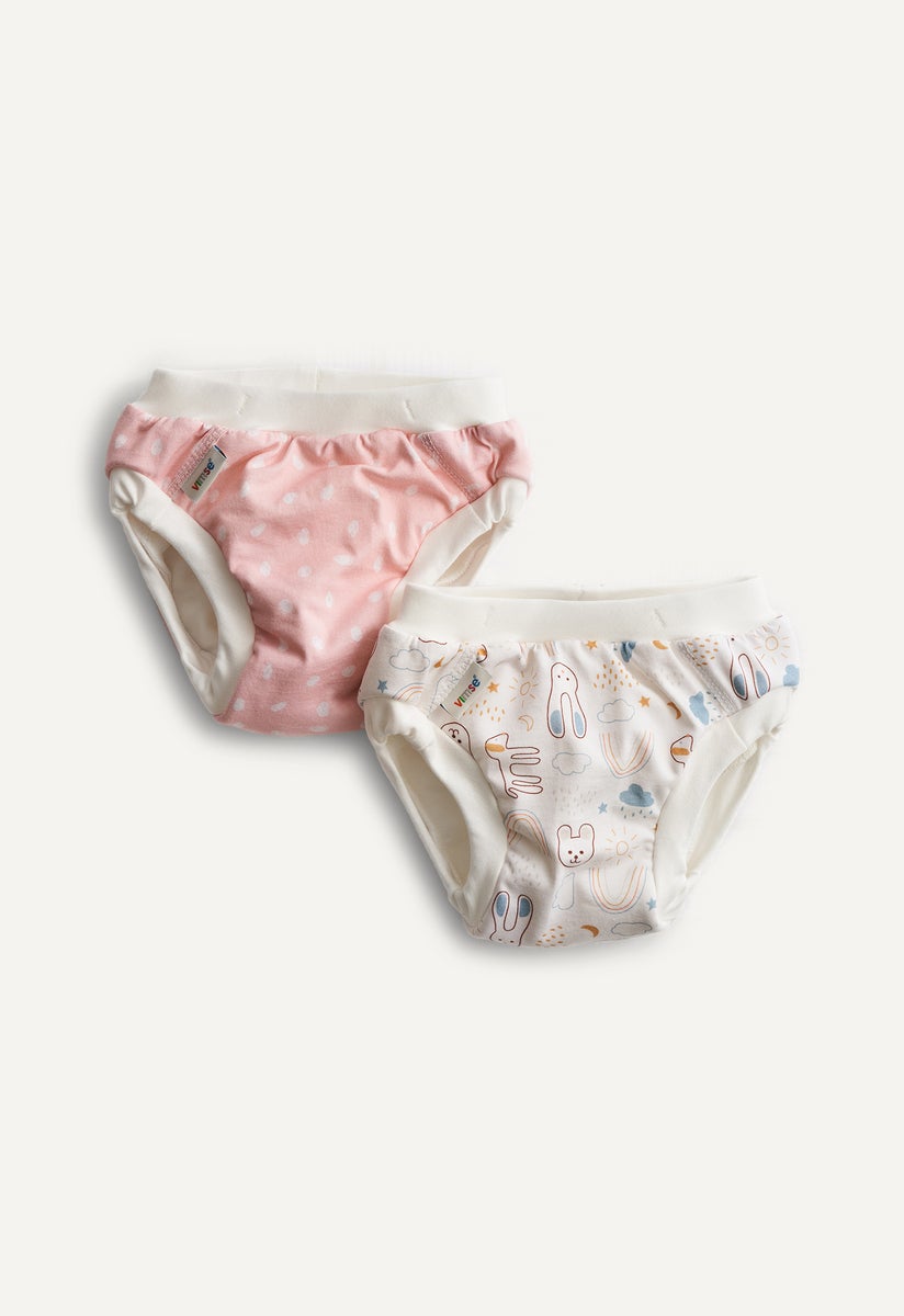 Trainerhosen fürs Töpfchentraining - Pink Dots - White Teddy