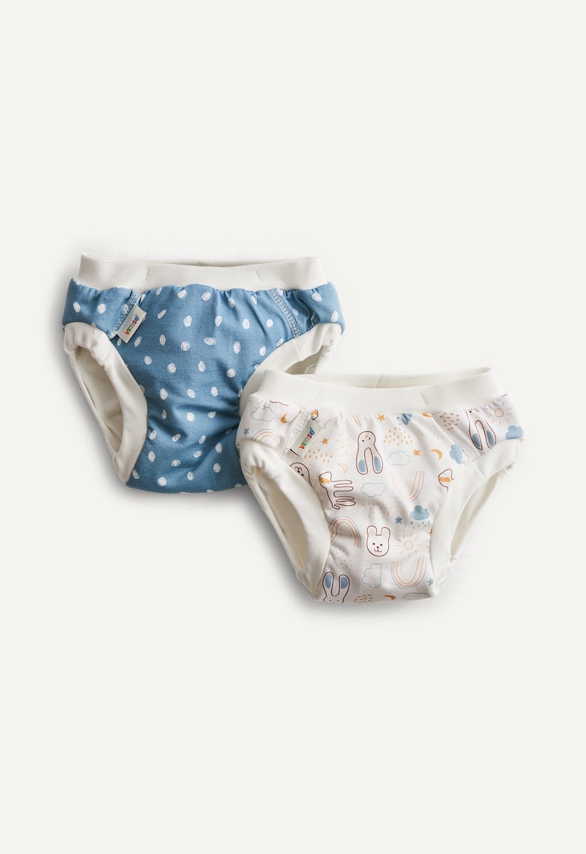 Trainerhosen fürs Töpfchentraining - Blue Dots - White Teddy