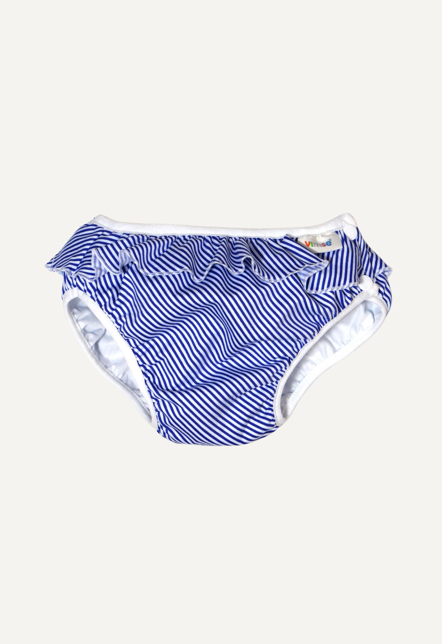 Swim Diaper - White/Blue Stripes Frill